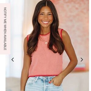 Le Lis Pink and Red Knit Sweater Vest